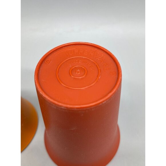 vintage tupperware set of 2 cups drinkware plastic 3.5x3" orange READ - Picture 5 of 6